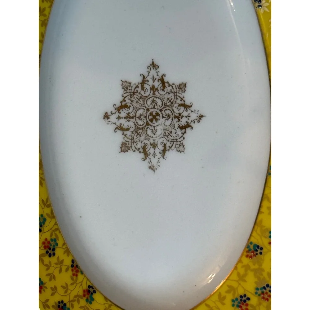 Antique Limoges BAWO & DOTTER LIMOGES Porcelain Platter Yellow Floral Gold